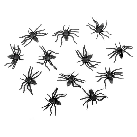 12 Fake Plastic Spiders 6.5cm Halloween Decorations - NextParty