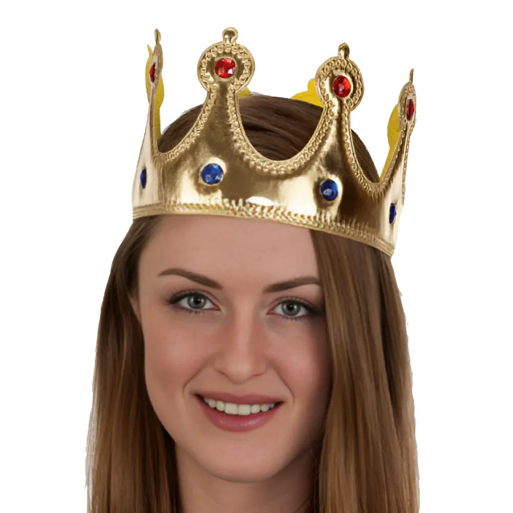 Gold Jewelled Fabric Royal Crown - King/Queen