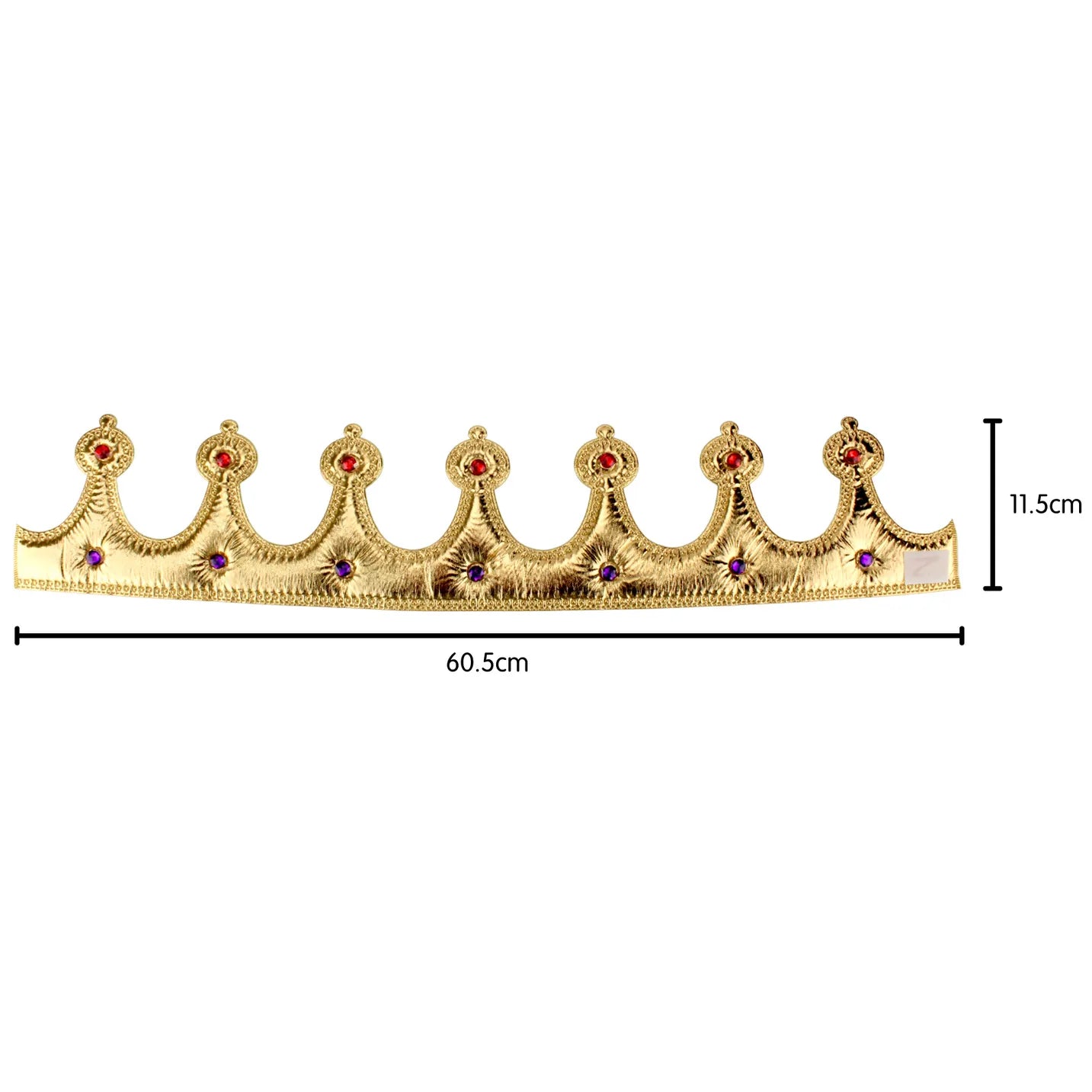 Gold Jewelled Fabric Royal Crown - King/Queen