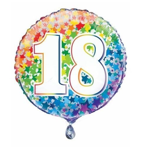 18th Birthday Rainbow Stars Foil Balloon 45cm (18") - NextParty