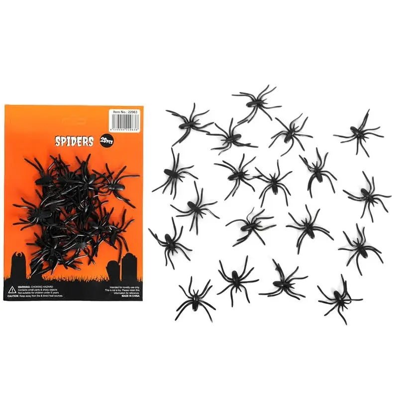 20 Fake Plastic Spiders 5cm Halloween Decorations - NextParty