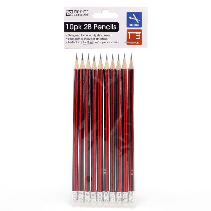 2B Pencils With Eraser 18cm 10pk - NextParty