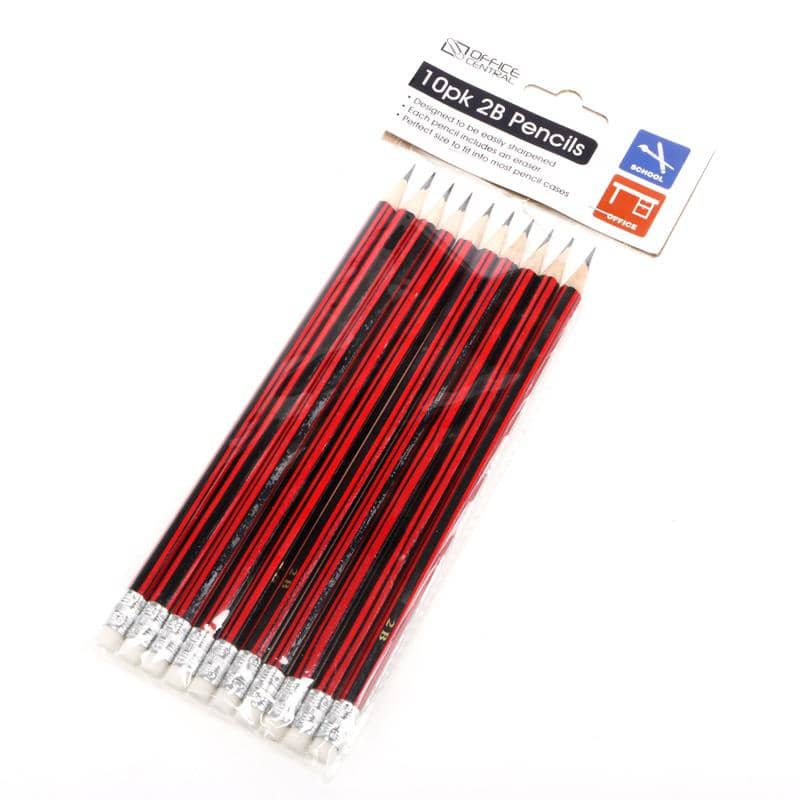 2B Pencils With Eraser 18cm 10pk - NextParty