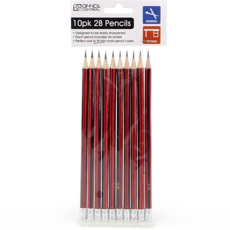 2B Pencils With Eraser 18cm 10pk - NextParty