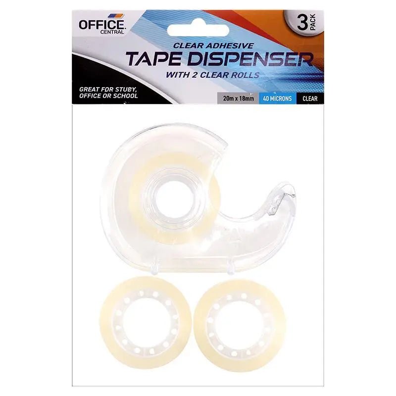 3 Small Clear Sticky Tapes With 1 Dispenser - NextParty