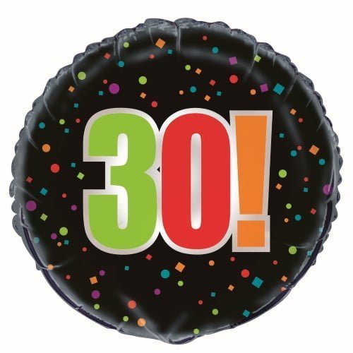 30th Birthday Cheer Black Foil Balloon 45cm (18") - NextParty