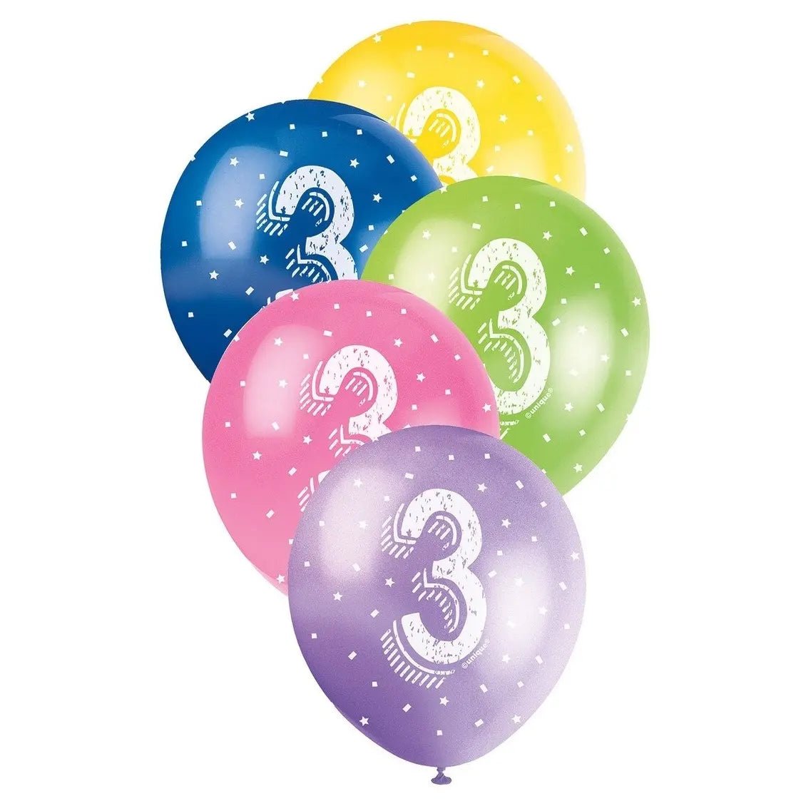 3rd Birthday Pearl Latex Balloons 30cm (12") 5pk Assorted Colours - NextParty