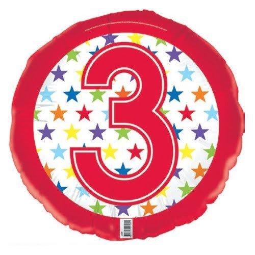 3rd Birthday Red And Stars Foil Balloon 45cm (18") - NextParty