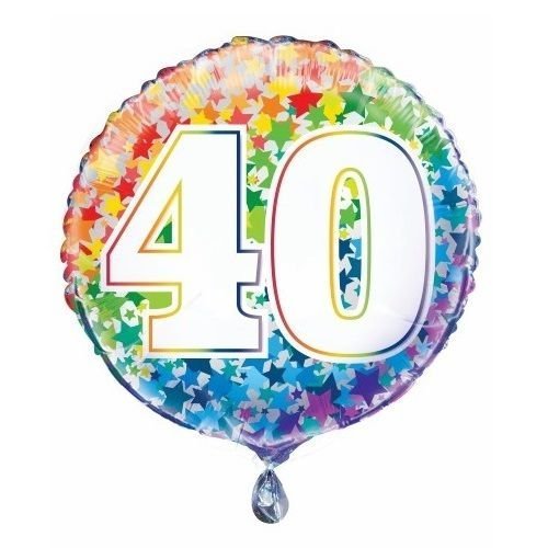 40th Birthday Rainbow Stars Foil Balloon 45cm (18") - NextParty