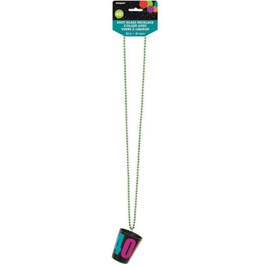 40th Birthday Shot Glass Bead Necklace - NextParty