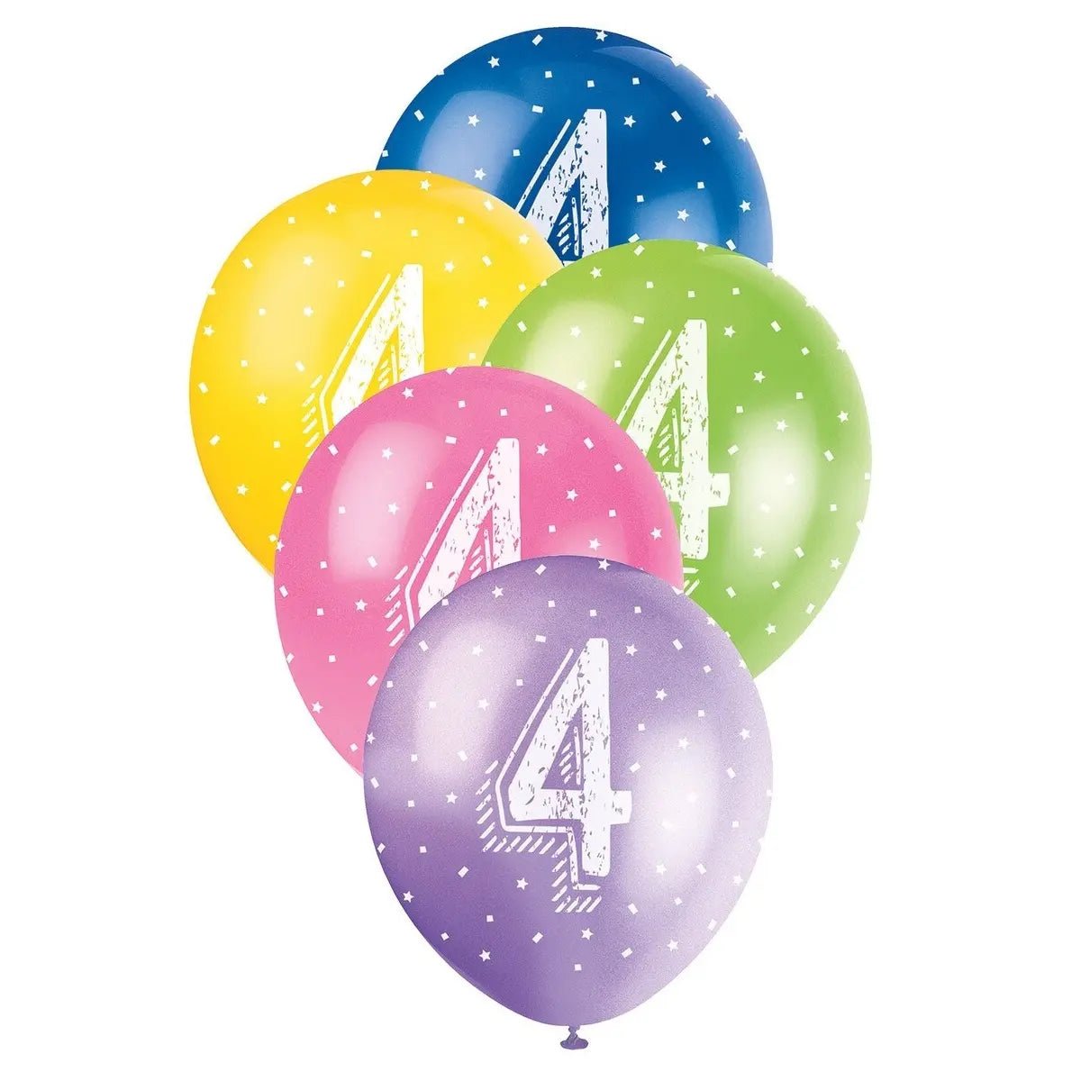 4th Birthday Pearl Latex Balloons 30cm (12") 5pk Assorted Colours - NextParty