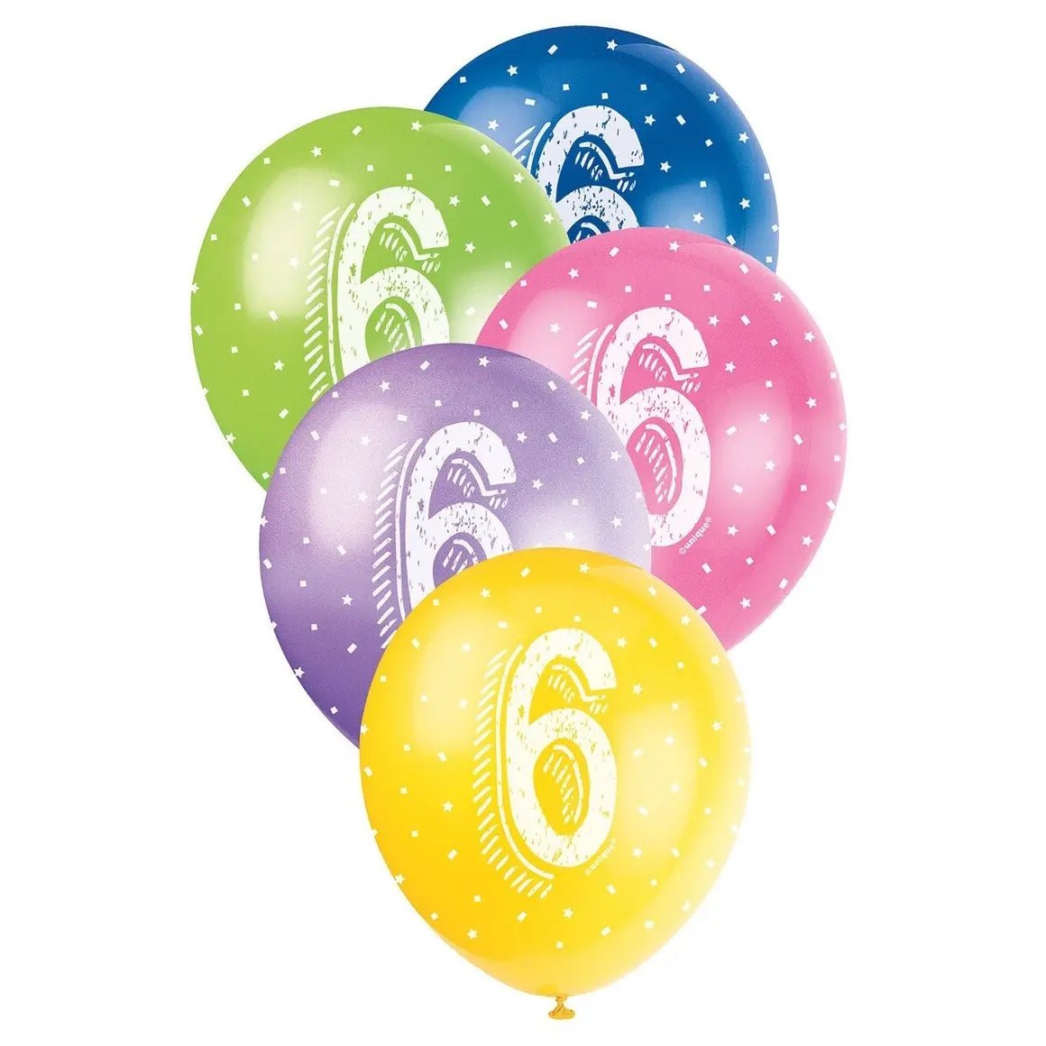 6th Birthday Pearl Latex Balloons 30cm (12") 5pk Assorted Colours - NextParty