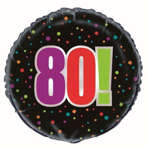 80th Birthday Cheer Black Foil Balloon 45cm (18") - NextParty