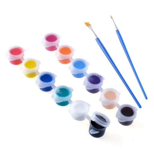 Acrylic Paint Set 12pcs With 2 Brushes - NextParty