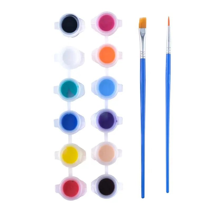 Acrylic Paint Set 12pcs With 2 Brushes - NextParty