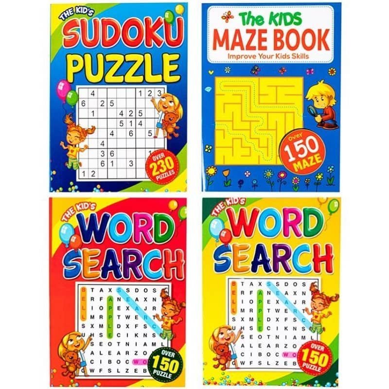 Activity Books 4pk Sudoku Puzzles Word Search Maze - NextParty