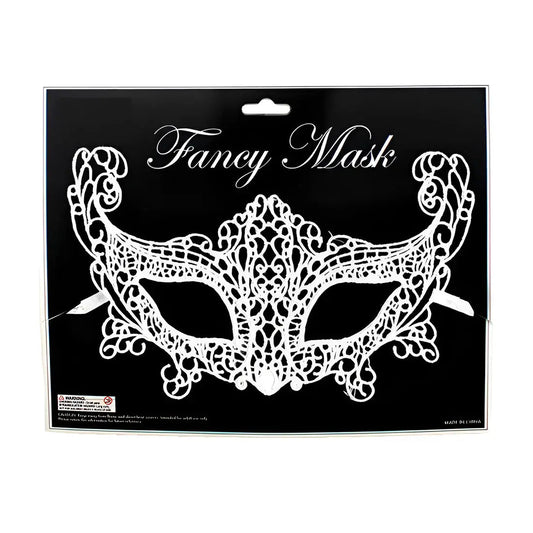 Adult White Fox Lace Masquerade Mask - NextParty