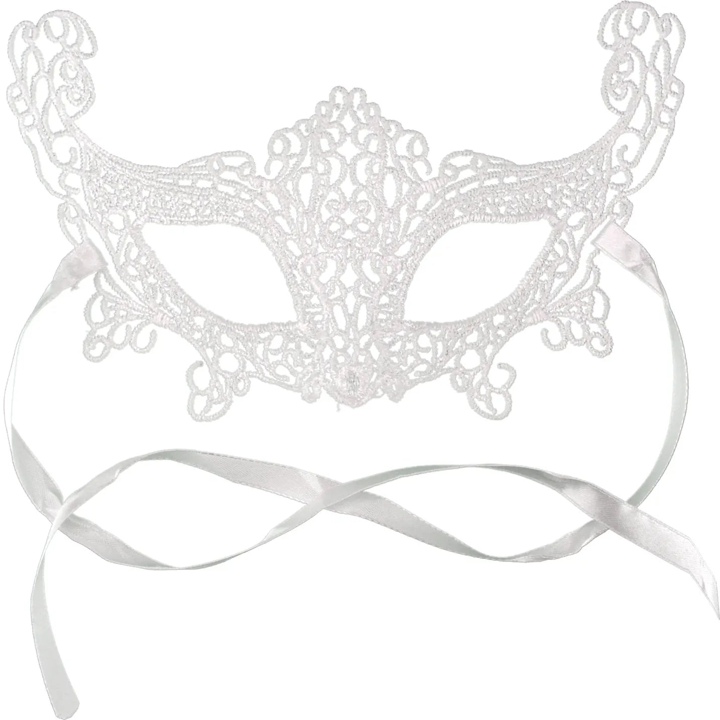 Adult White Fox Lace Masquerade Mask - NextParty