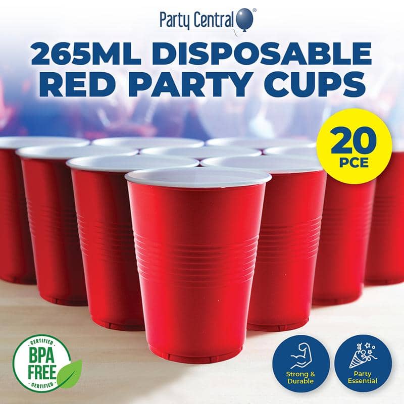 American Style Red Plastic Party Cups 265ml 20pk - NextParty