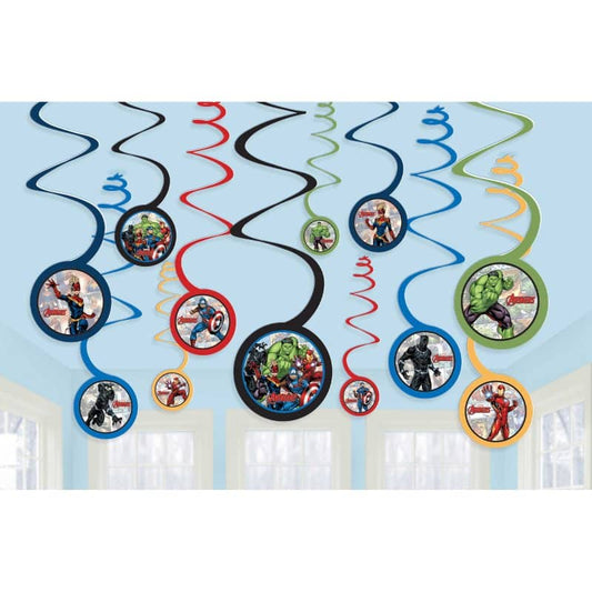 Avengers Hanging Swirl Decorations Pack 12pk - NextParty