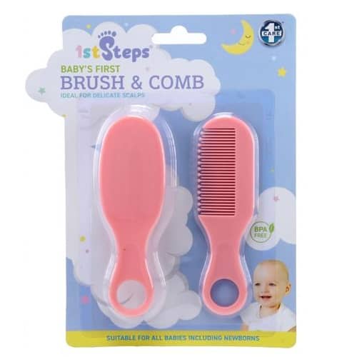 Baby Brush & Comb Set 2pk Pink - NextParty