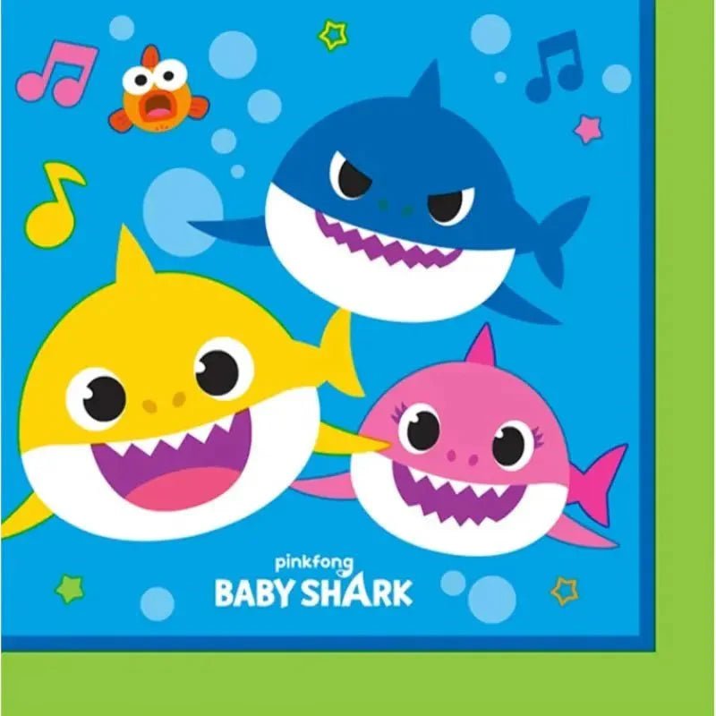 Baby Shark Beverage Napkins 16pk Serviettes - NextParty