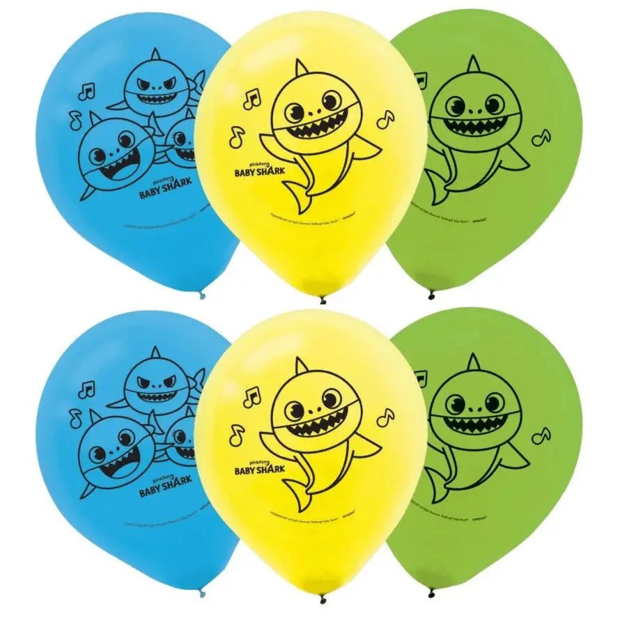 Baby Shark Latex Balloons 30cm (12") 6pk - NextParty