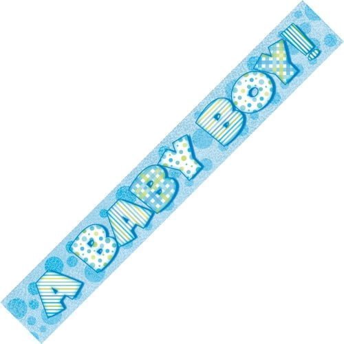 Baby Shower "A Baby Boy" Blue Prism Banner 3.6M (12') - NextParty