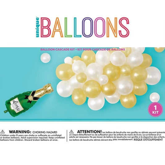 Balloon Cascade Kit 40 Latex Balloons 1 Champagne Bottle - NextParty