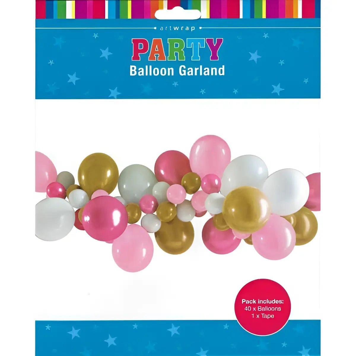 Balloon Garland Arch Kit 40pcs Pink White Chrome - NextParty