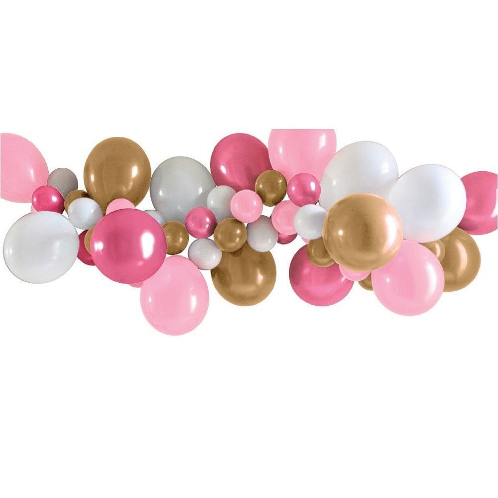 Balloon Garland Arch Kit 40pcs Pink White Chrome - NextParty