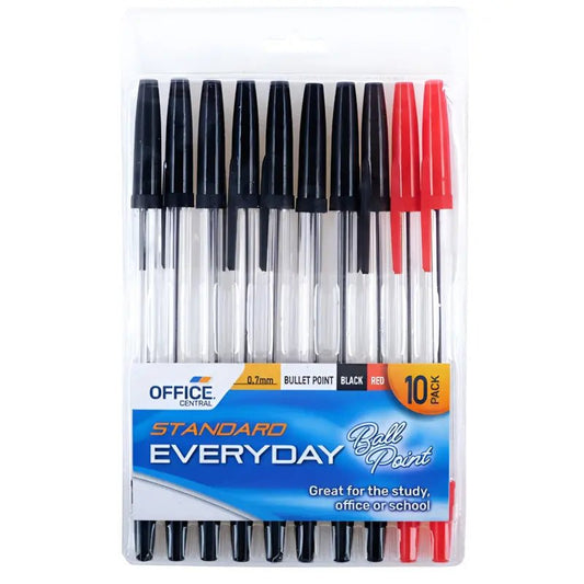 Ballpoint Pens 10pk Black And Red Ink Colour - NextParty