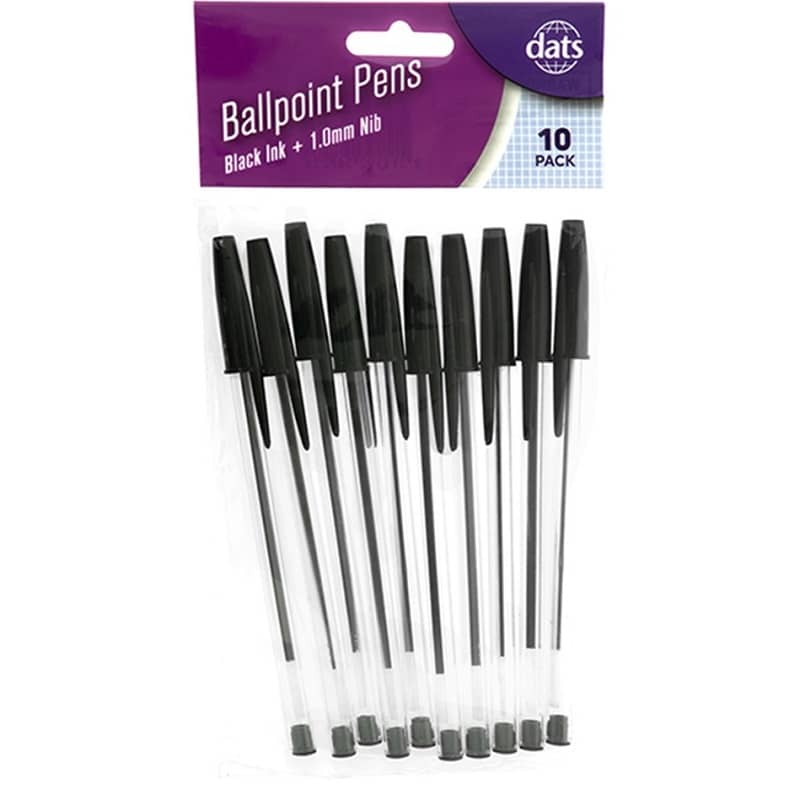 Ballpoint Pens 10pk Black Ink Colour - NextParty