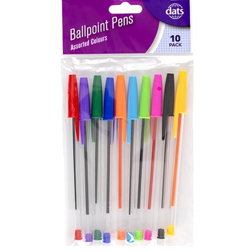 Ballpoint Pens 10pk Mixed Ink Colours - NextParty