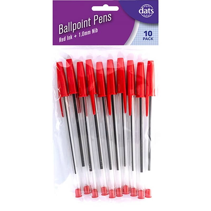 Ballpoint Pens 10pk Red Ink Colour - NextParty