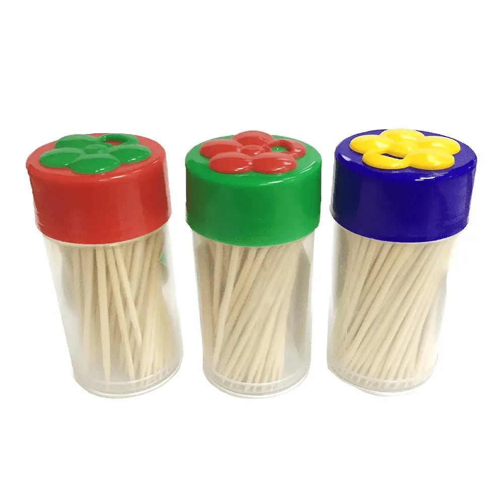 Bamboo Toothpicks In Dispenser 300pk (3 Tubes Of 100 Pieces) - NextParty