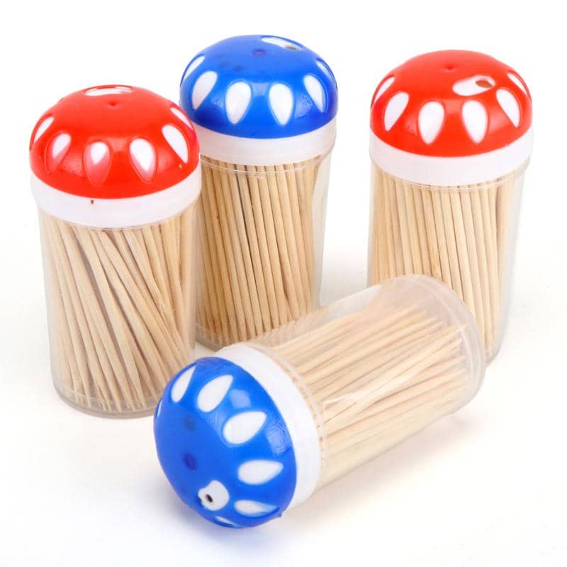 Bamboo Toothpicks In Dispenser 600pk (4 Tubes Of 150 Pieces) - NextParty