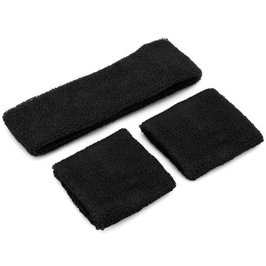 Black 80'S Cotton Wristbands Headband Sweatbands Set - NextParty