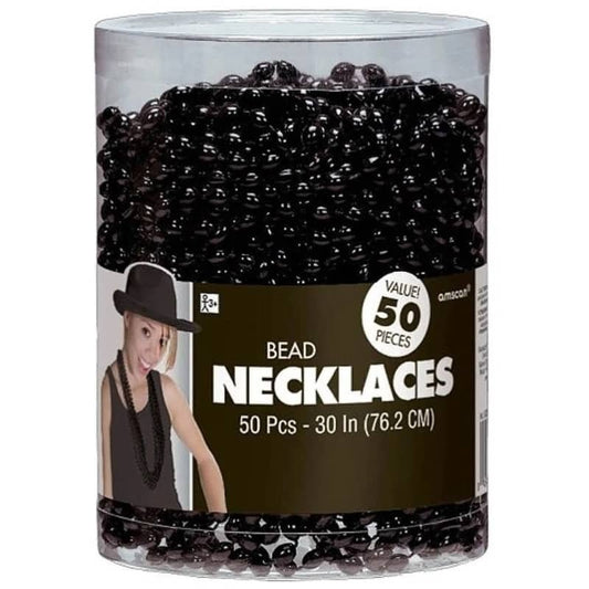 Black Bead Necklaces (Bulk Pack Of 50) - NextParty