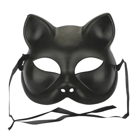 Black Cat Plastic Mask - NextParty