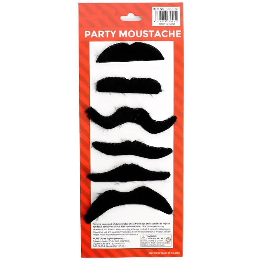 Black Fake Moustaches Set 6pk Self - Adhesive - NextParty