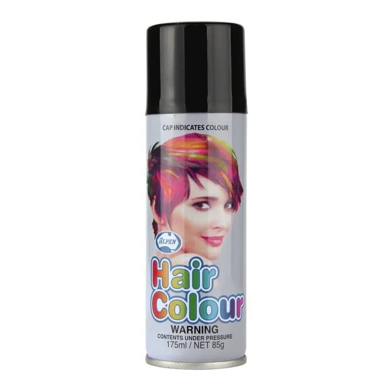 Black Hair Spray 175ML Temporary Plain Coloured Hairspray - NextParty