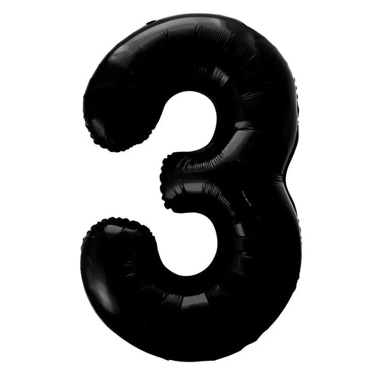 Black Number 3 Giant Numeral Foil Balloon 86CM (34") - NextParty