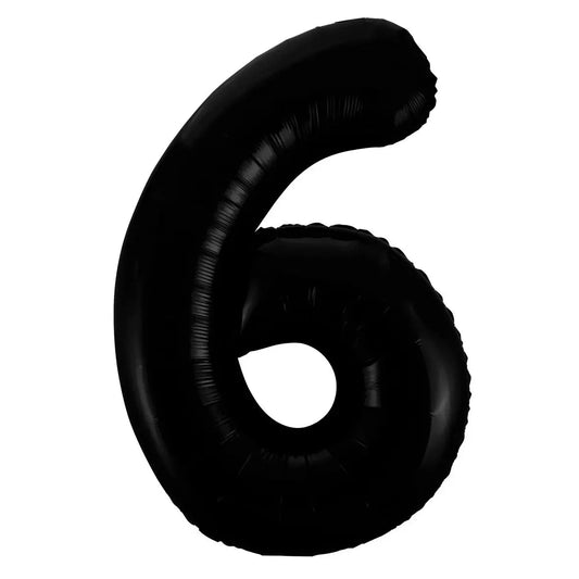 Black Number 6 Giant Numeral Foil Balloon 86CM (34") - NextParty