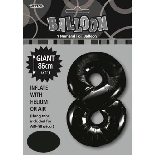 Black Number 8 Giant Numeral Foil Balloon 86CM (34") - NextParty