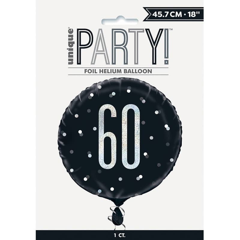 Black & Silver 60th Birthday Foil Prismatic Balloon 45CM (18") - NextParty