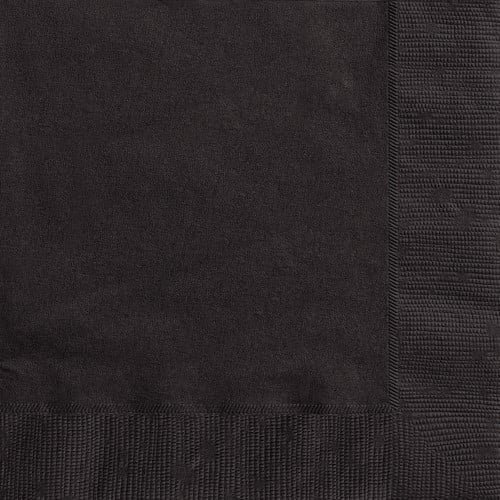 Black Solid Colour Beverage Napkins 20pk Serviettes - NextParty