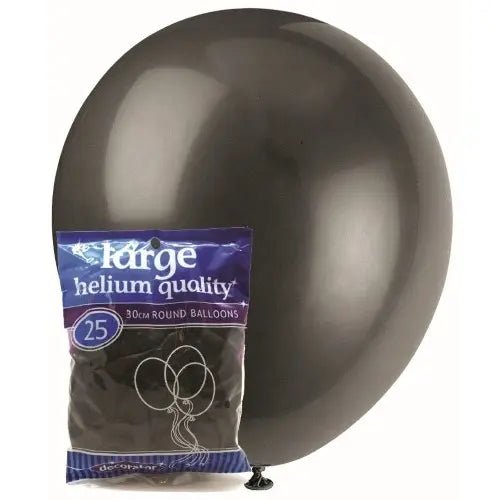 Black Solid Colour Latex Balloons 30cm (12") 25pk - NextParty