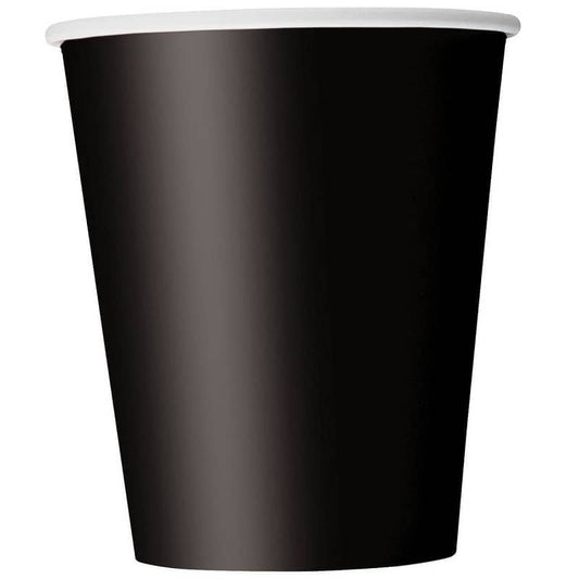 Black Solid Colour Paper Cups 8pk - NextParty