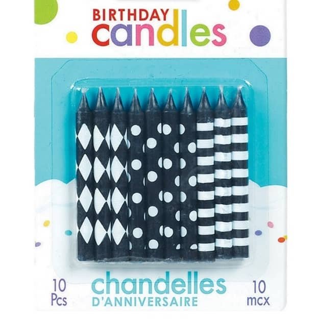 Black White Assorted Birthday Candles 10pk - NextParty